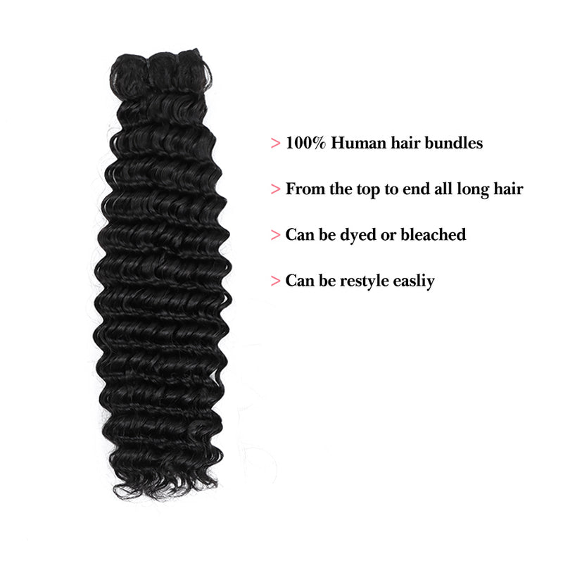 Clearance | 15A Deep Wave Double Drawn Bundles Free 5x5 Lace Closure