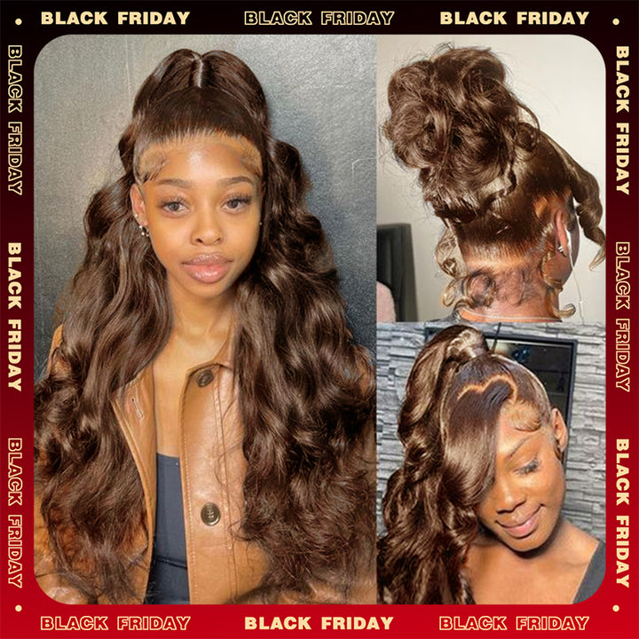 Crazy Sale | Invisi-Strap Snug Fit #4 Chocolate Brown 360 Lace Frontal Human Hair Wig No Code Needed