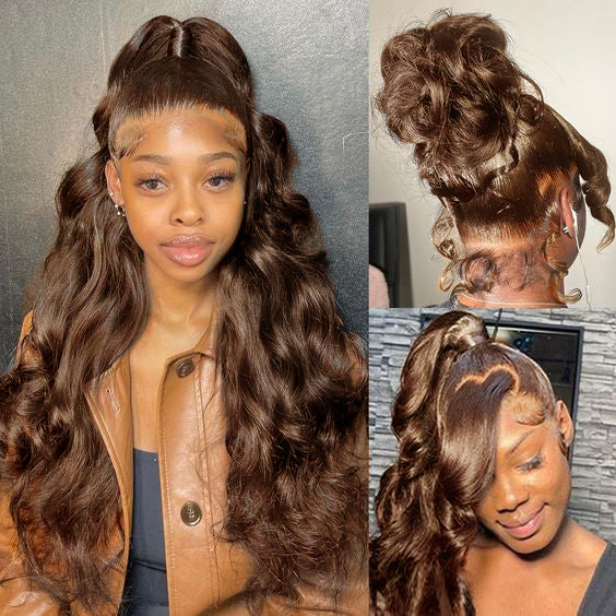 Crazy Sale | Invisi-Strap Snug Fit #4 Chocolate Brown 360 Lace Frontal Human Hair Wig No Code Needed