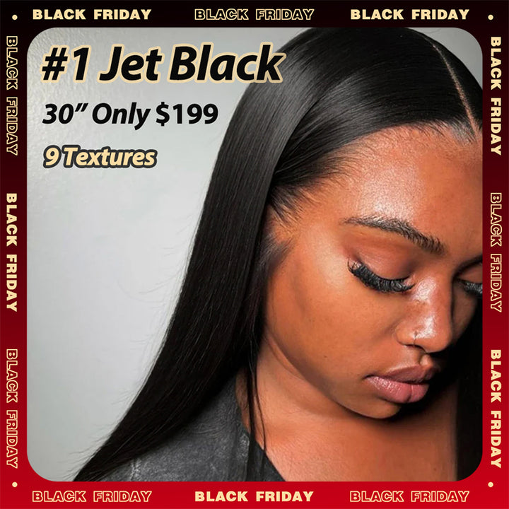 Flash Sale | #1 Jet Black 13x6 FULL Lace Frontal Wig 16-34 Inches Human Hair Wigs