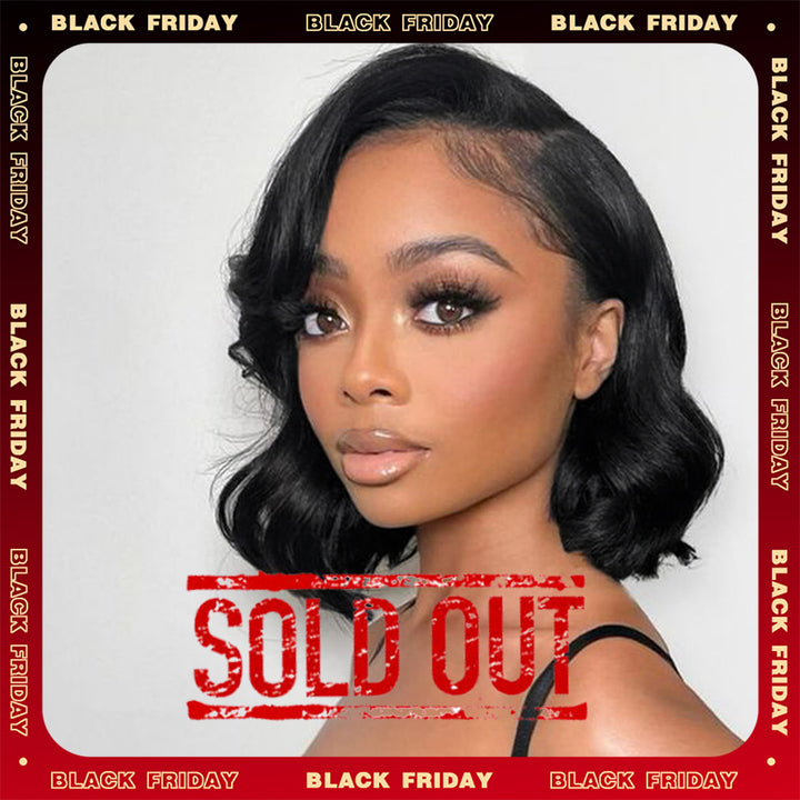 BF Sale | #1 Jet Black Bob Wig Loose Body Wave Short Lace Wigs 100% Human Hair