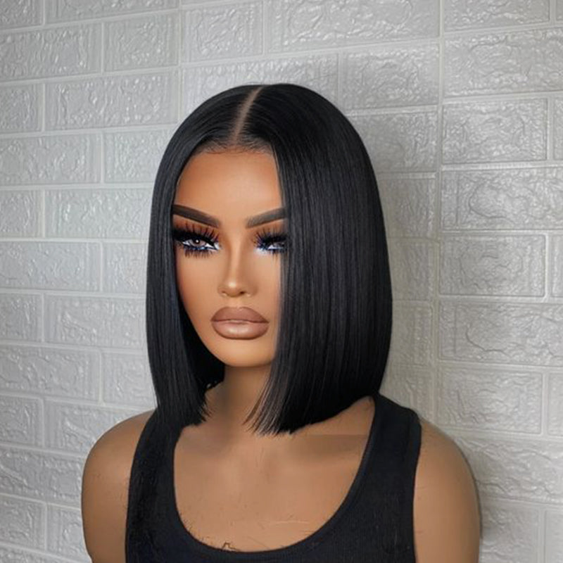 #1 Jet Black Bob Wig Transparent Lace Wig 100% Virgin Human Hair