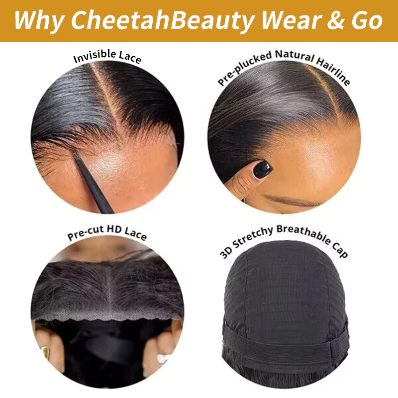 Wear & Go | Peekabo Highlight Wig Black Hair with Blonde Highlights Lace Wig Dome Cap Wigs