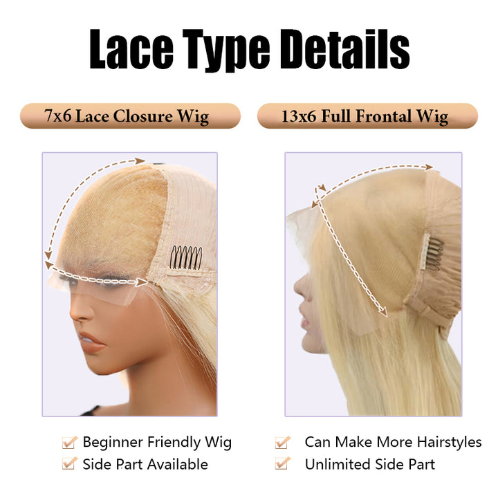 bigekane Recommend 16"-34"#613 Blonde Straight 7x6/13x6 Upgraded Full Lace Wig
