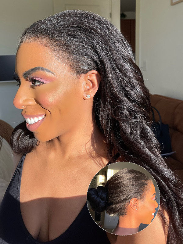 Perruque Lace Frontal 360° Invisi-Strap, Cheveux Humains Noirs Naturels 