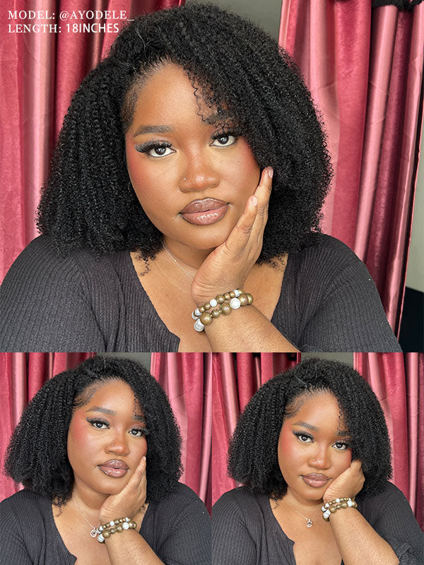 Afro Insta Wig Kinky Curly 3 IN 1 Half Wig Glueless Flexi-Fit Drawstring Wig