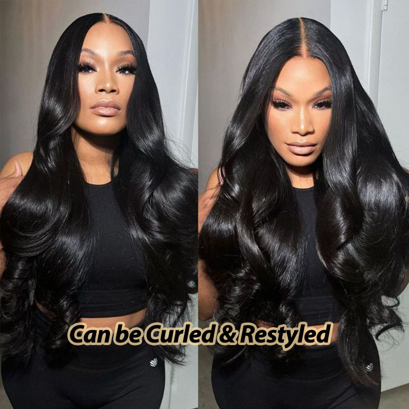 TUME #1 Jet Black Colored Wig Straight Human Hair Transparent Lace Frontal Wig
