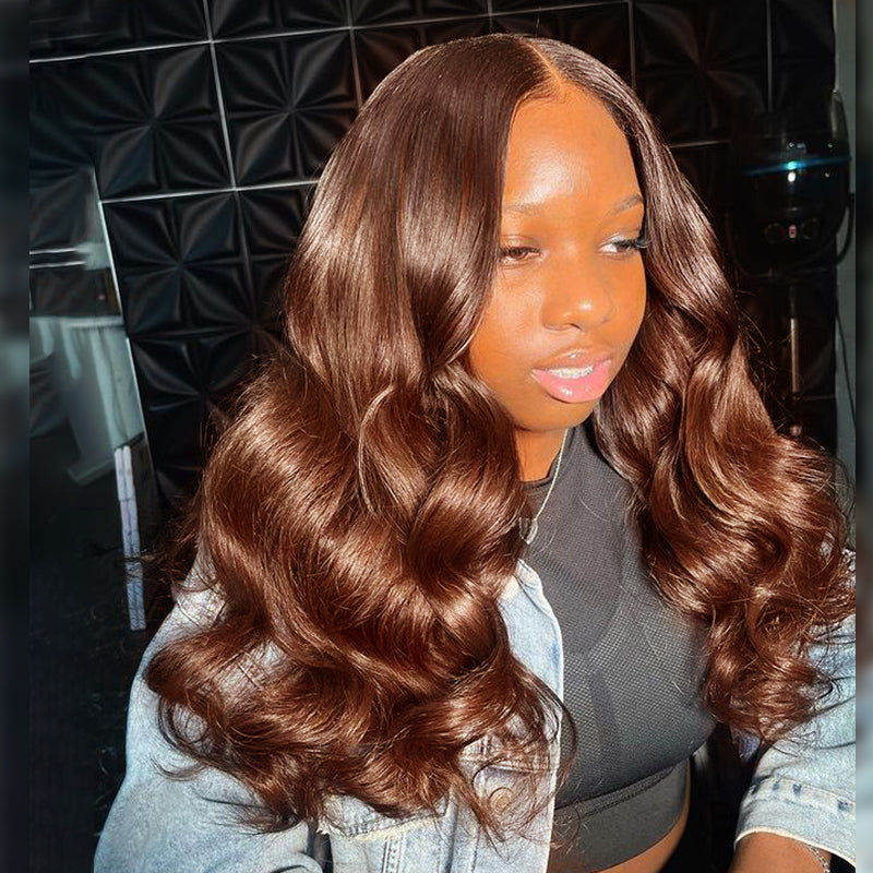 Super Double Drawn | 250% Density #4 Chocolate Brown Straight/Body Wave Wig 13x6 Lace Front Wigs Raw Virgin Hair