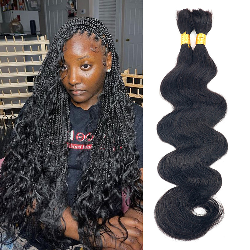 #1B Body Wave Bulk Human Hair For Braiding