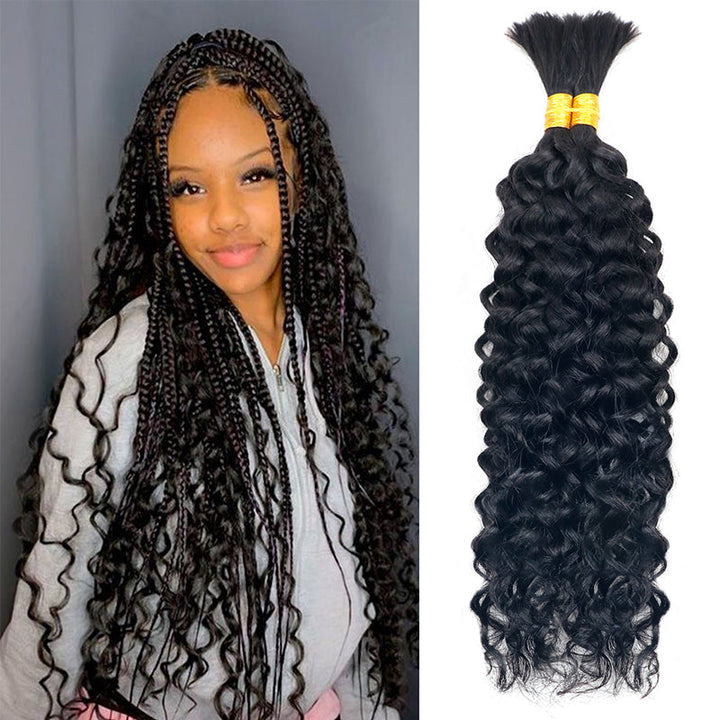 #1b natural water wave bulk human hair for braiding