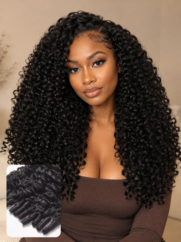 Black Friday Pre-Sale | 3 in 1 Half Wig Burmese Curly Wig Glueless Flexi Fit Drawstring Wig
