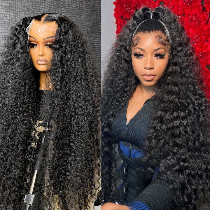 250% Density Deep Wave 13x6 Transparent Lace Frontal Wig Pre-plucked Human Hair Wig With Baby Hair