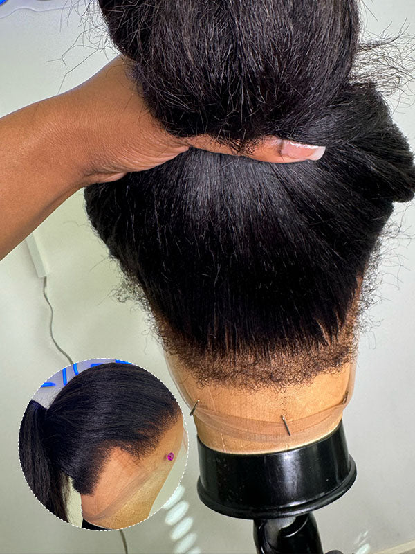 Perruque Lace Frontal 360° Invisi-Strap, Cheveux Humains Noirs Naturels 