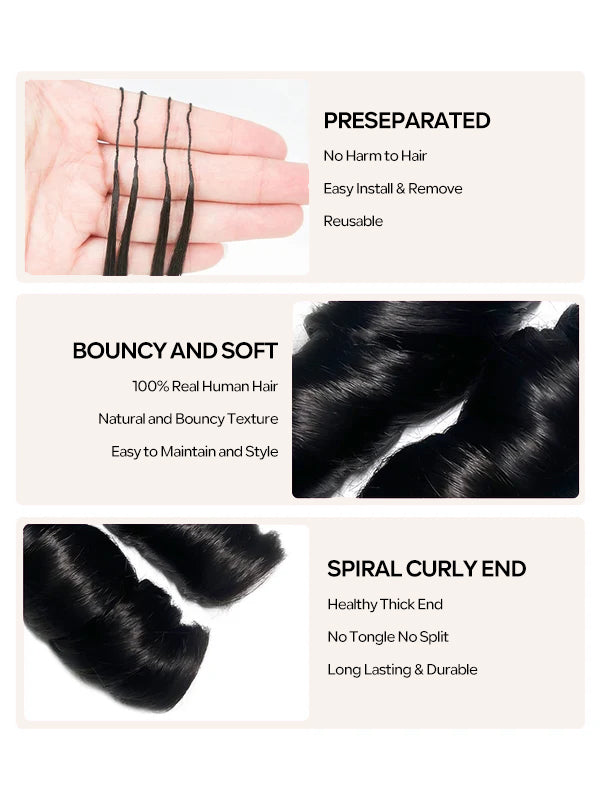 French Curl Feather Crochet Human Hair Extensions Miracle Knots Locs Protective Style