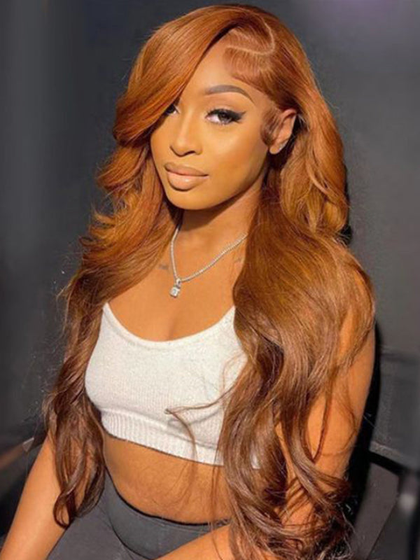 #30 Brown 13x6 FULL Lace Frontal Wig 16"-34" Balayage/Ombre Colored Human Hair Wigs