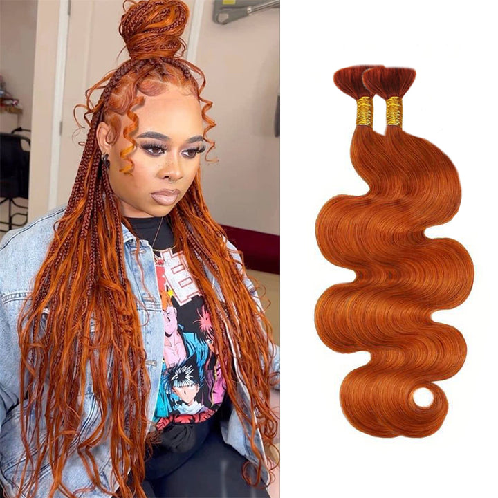 #350 Orange Body Wave Bulk Human Hair For Braiding