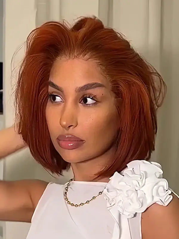 #350 Ginger Brown Butterfly Layered Cut Loose Body Yaki Body 13x6 FULL Frontal Lace 200% Density