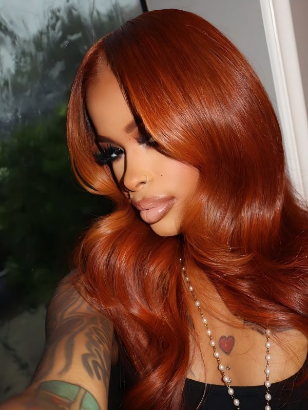 #350 Ginger Brown Butterfly Layered Cut Loose Body Yaki Body 13x6 FULL Frontal Lace 200% Density