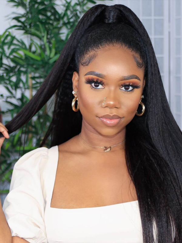 Best Kinky Straight HD Transparent Pre-plucked 360 Lace Front Wig With Baby Hair