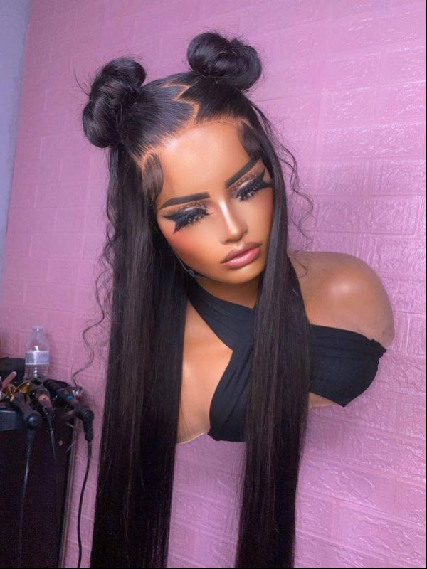 360 Lace Frontal Wig Straight HD Transparent Pre-plucked Human Hair