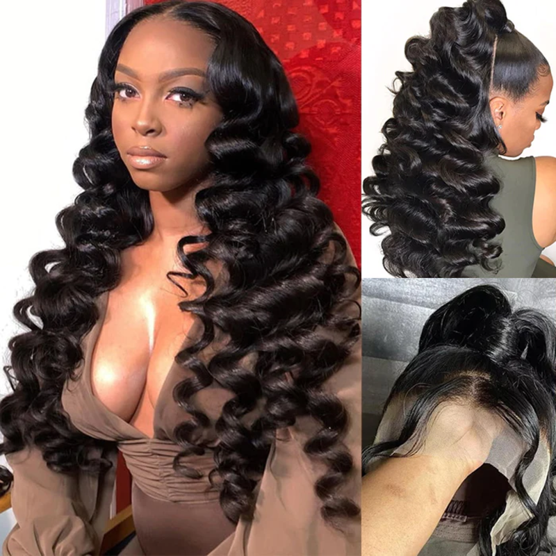 Loose Wave 360 HD Transparent Lace Front Wig Pre-plucked Human Hair Wig
