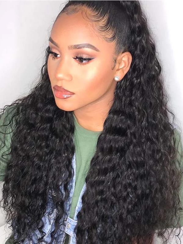 Deep Wave HD Transparent 360 Lace Frontal Wigs 100% Human Hair Pre Plucked Human Wig