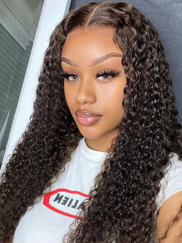 Deep Curly 13x4 HD Transparent Lace Front Wig 100% Virgin Human Hair