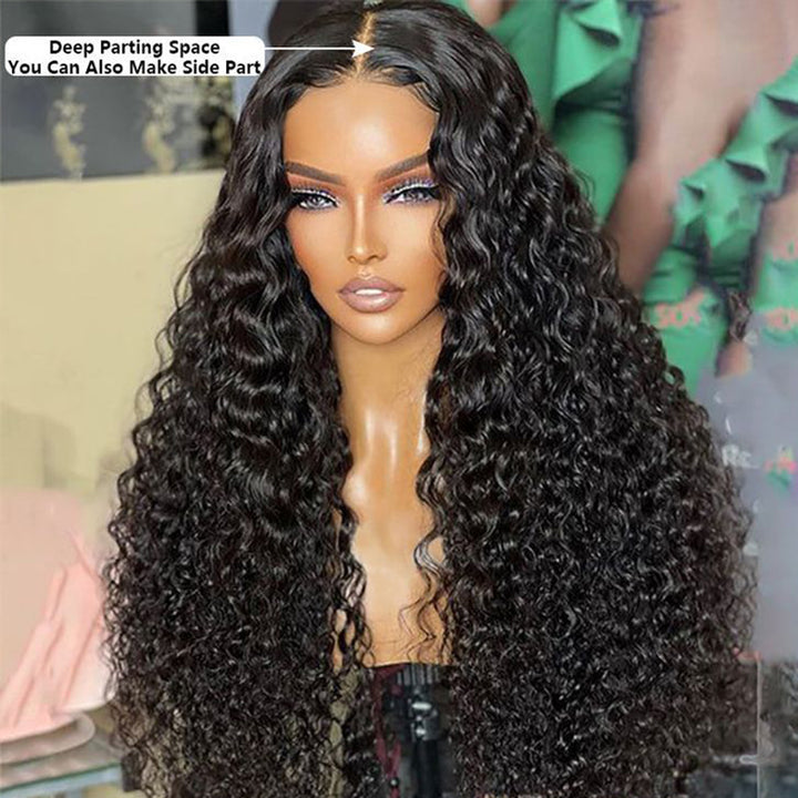 Glueless 3B/3C Jerry Curly Wigs Lace Closure Coily Wig Pre Bleached Human Hair Wig