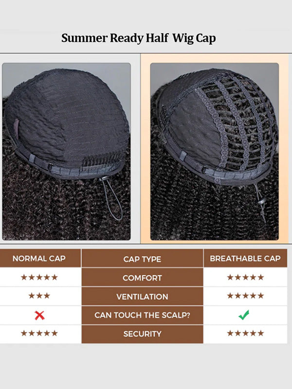 Perruque Insta Wig 3 en 1 à boucles birmanes, sans colle, avec cordon de serrage 