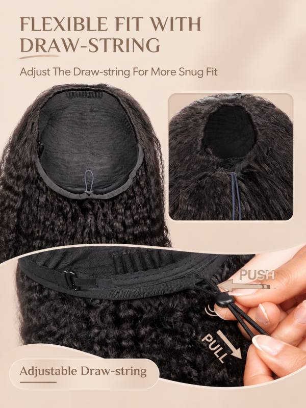 3 in 1 Half Wig Indian Curly Wig Glueless Flexi Fit Drawstring Wig