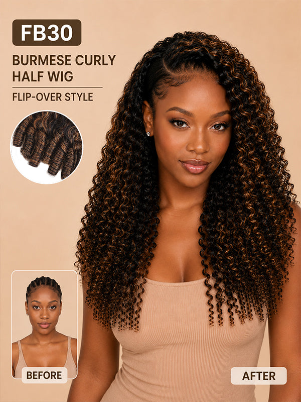 Insta Wig Burmese Curl 3 IN 1 Half Wig Glueless Flexi-Fit Drawstring Wig