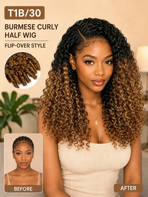 Insta Wig Burmese Curl 3 IN 1 Half Wig Glueless Flexi-Fit Drawstring Wig