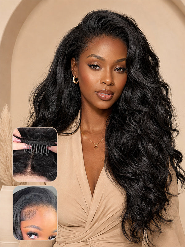 3 in 1 Half Wig Yaki Loose Body Wig Glueless Flexi Fit Drawstring Wig