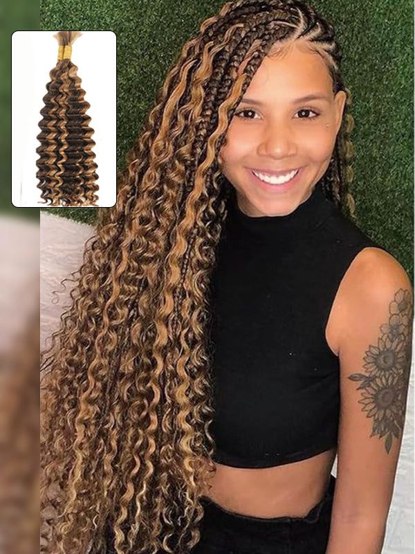 Flash Sale | Deep Wave Braid Hair Bulk 100% Human Hair Extensions Bulk for Braiding 100g