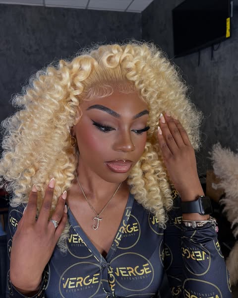 Blonde Curly Wavy 9x6 Flexi-Fit Invisi Drawstring Cap #613 Blonde Bob 100%Human Hair