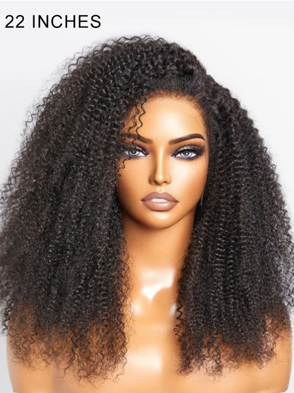 Glueless Mongolian Kinky Curly 4B/4C Wigs Wear & GO Afro Kinky Curly Lace Closure Wigs