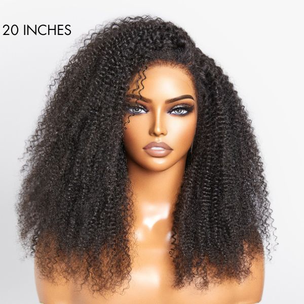 Glueless Mongolian Kinky Curly 4B/4C Wigs Wear & GO Afro Kinky Curly Lace Closure Wigs