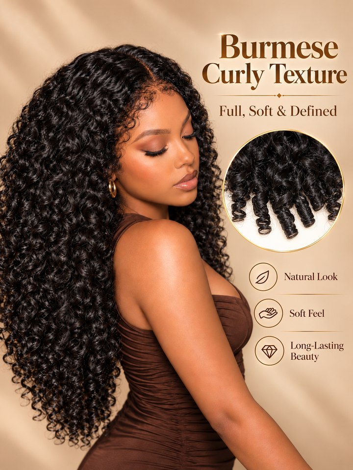 4C Curly Edges Burmese Curly 7x6/13x6 Lace Frontal Wigs With Natural Baby Hair