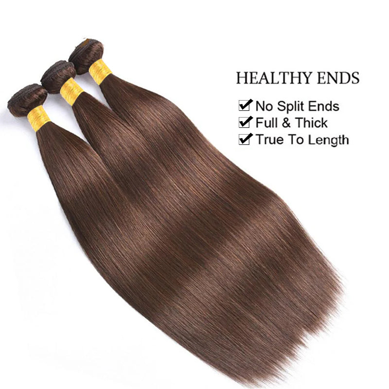 #4 Chocolate Brown Straight Bundles CheetahBeauty 100% Virgin Human Hair Extension