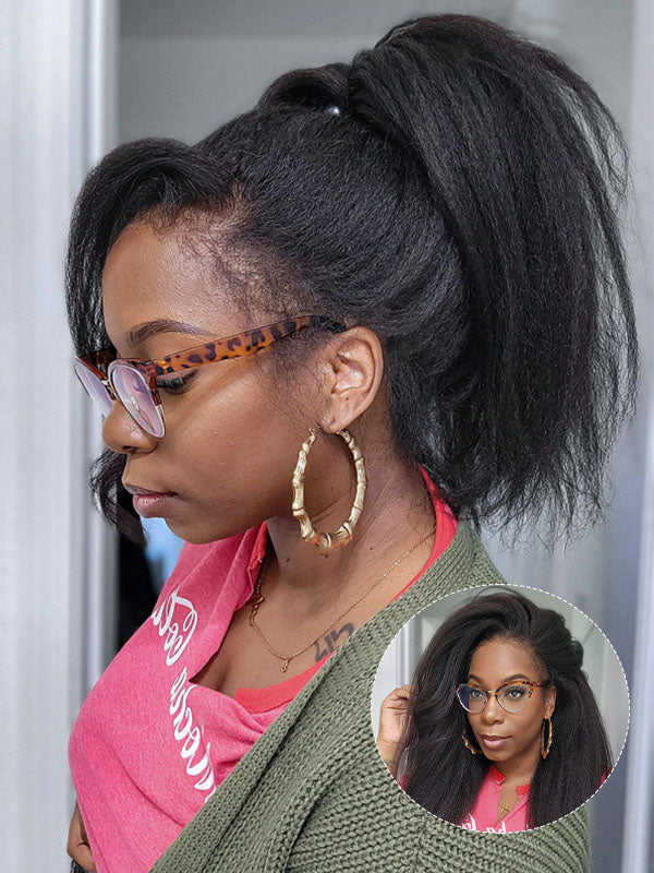 Perruque Lace Frontal 360° Invisi-Strap, Cheveux Humains Noirs Naturels 