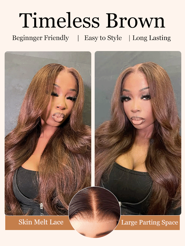 Flash Sale | @thequeenleora Recommend #4 Chocolate Brown Body Wave 7x6/13x6 FULL Frontal Lace Loose Deep Wave Human Hair Wig