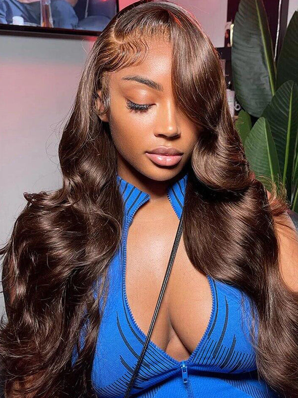 4 Chocolate Brown Body/Loose Deep 7x6/13x6 FULL Frontal Lace Human