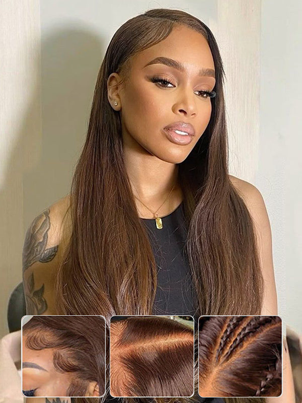 Flash Sale | @thequeenleora Recommend #4 Chocolate Brown Body Wave 7x6/13x6 FULL Frontal Lace Loose Deep Wave Human Hair Wig