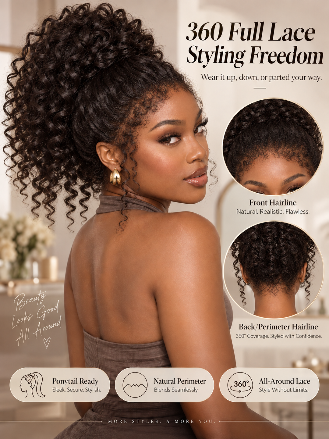 4c Curly Edge Burmese Curly 360 Full Lace Frontal Wigs With Snug Fit Invisi-Strap
