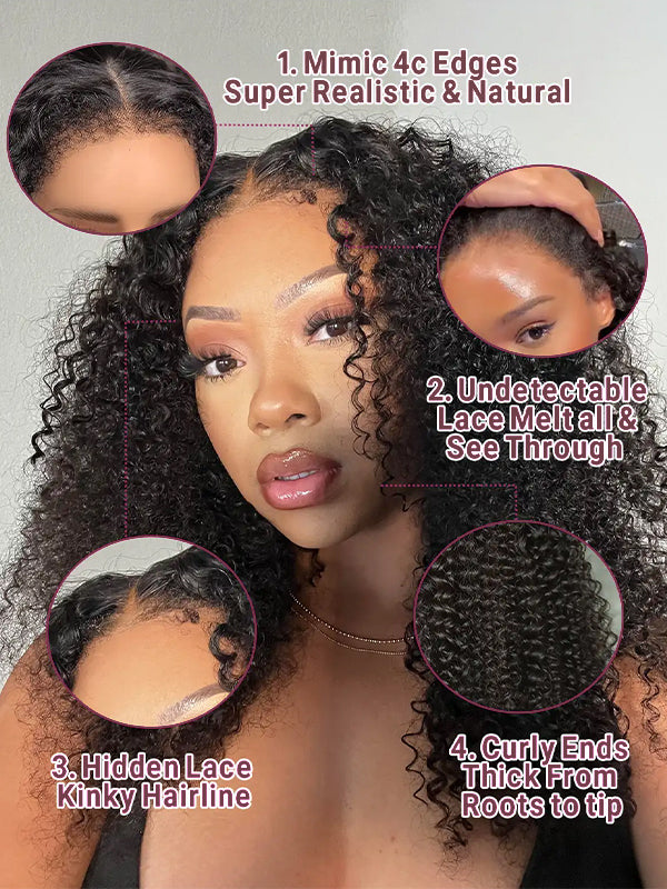 Perruque Lace Frontal 360° Invisi-Strap, Cheveux Humains Noirs Naturels 