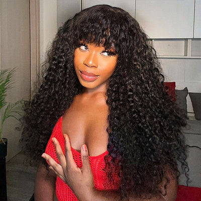 One Wig Two Styles | Glueless 5x5 Curly Wave Lace Closure Wig With Removable Bangs