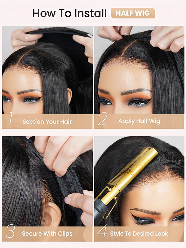 Flexi-Fit Wand Curly Flip Over 3 in 1 Half Wig Glueless Insta Drawstring Wig