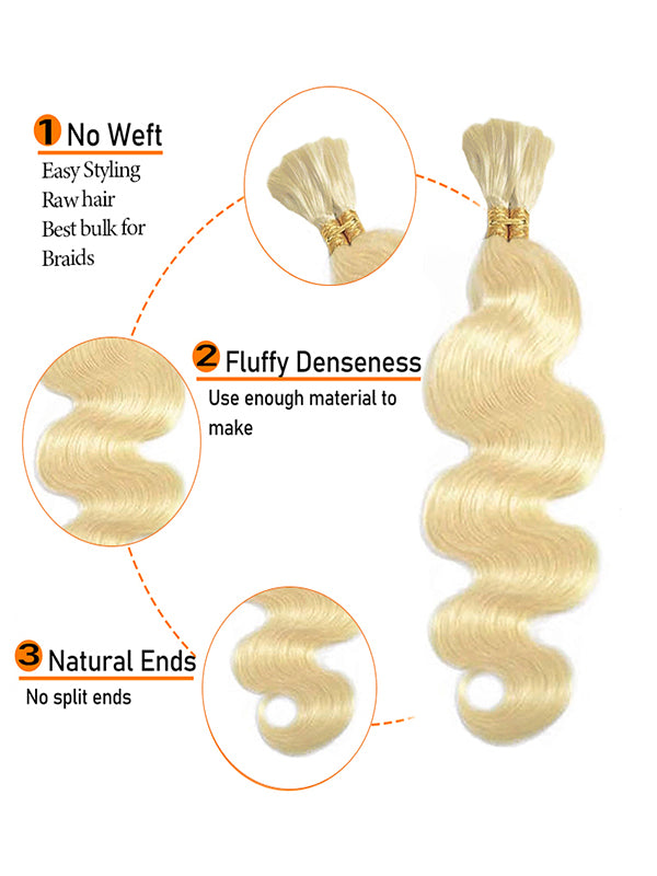 Flash Sale | Boho 613 Blonde Bulk Hair For Braiding 100% Human Hair Extensions 100g/Set