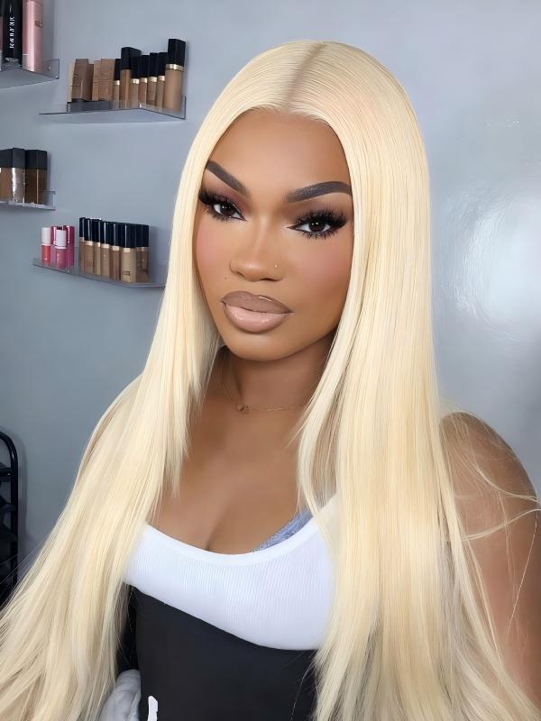 #613 Blonde Butterfly Layered Cut Silky Straight Wig 7x6/13x6 Lace Human Hair Wigs