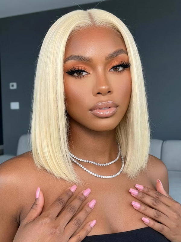 #613 Blonde Color Bob 13x6 HD Transparent Lace Frontal Bob Wig 100% Virgin Human Hair